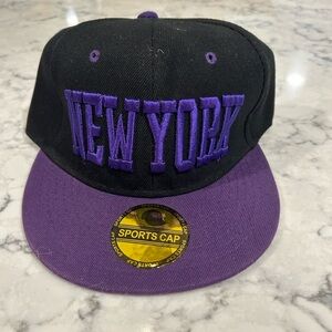 New York City Hunter snapback purple black hat cap.